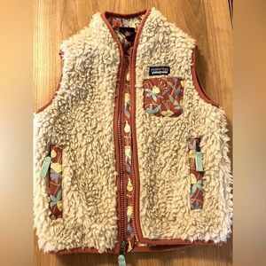 Kids Furry Floral Lined Patagonia Vest 3T